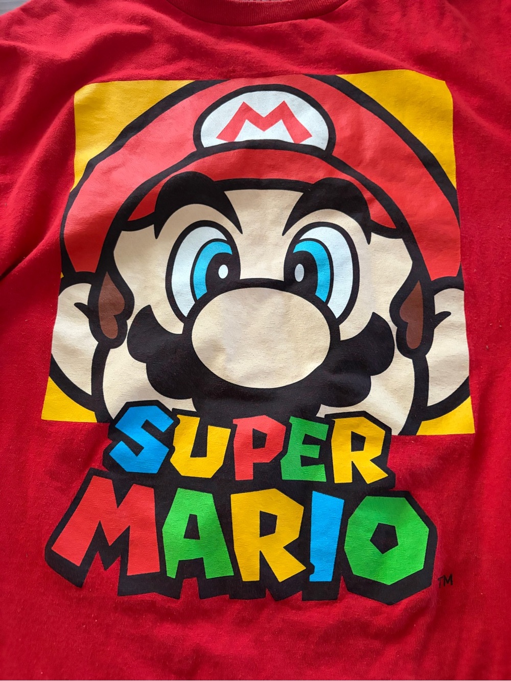 Nintendo Super Mario Red Graphic Tee with Multicolor Logo
